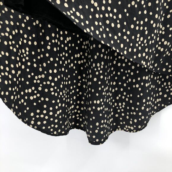 Forever 21 Sz M Black Hi Lo Skirt Polka Dots Lined Silky Lightweight Juniors - Picture 4 of 8